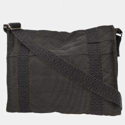 Pre Owned Hermes Gray Canvas Herline Besace MM Messenger Bag