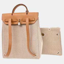 Pre Owned Hermes Beige Toile GM Herbag a Dos Backpack