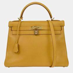 Pre Owned Hermes Jaune Courchevel Kelly 32 Retourne 2way Handbag