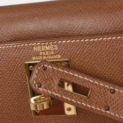 Pre Owned Hermes Gold Courchevel Kelly 28 Sellier 2way Handbag