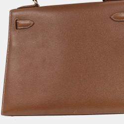 Pre Owned Hermes Gold Courchevel Kelly 28 Sellier 2way Handbag