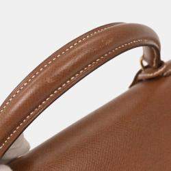 Pre Owned Hermes Gold Courchevel Kelly 28 Sellier 2way Handbag