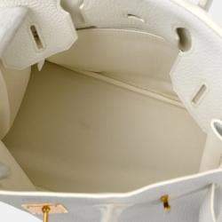 Pre Owned Hermes White Taurillon Clemence Birkin 30 Handbag