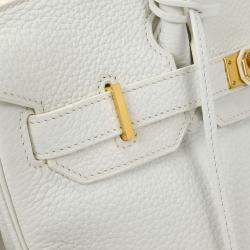 Pre Owned Hermes White Taurillon Clemence Birkin 30 Handbag