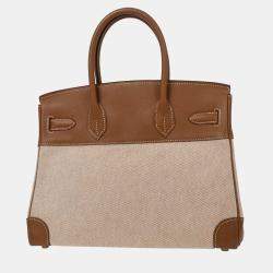 Pre Owned Hermes Beige Gold Toile H Courchevel Birkin 30 Handbag