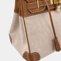 Pre Owned Hermes Beige Gold Toile H Courchevel Birkin 30 Handbag