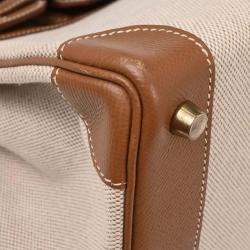 Pre Owned Hermes Beige Gold Toile H Courchevel Birkin 30 Handbag