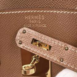Pre Owned Hermes Beige Gold Toile H Courchevel Birkin 30 Handbag
