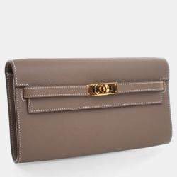 Pre Owned Hermes Etoupe Epsom Kelly To Go Wallet