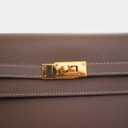 Pre Owned Hermes Etoupe Epsom Kelly To Go Wallet