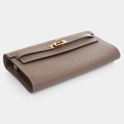 Pre Owned Hermes Etoupe Epsom Kelly To Go Wallet