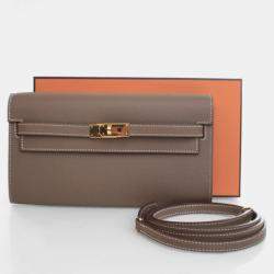 Pre Owned Hermes Etoupe Epsom Kelly To Go Wallet