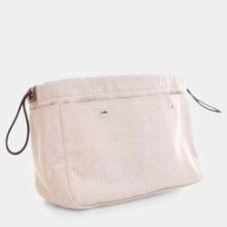 Pre Owned Hermes Beige Cotton Fourbi Pouch 25