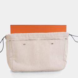 Pre Owned Hermes Beige Cotton Fourbi Pouch 25