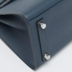 Pre Owned Hermes Bleu de Prusse Epsom Leather Palladium Finish Birkin Sellier 25 Bag