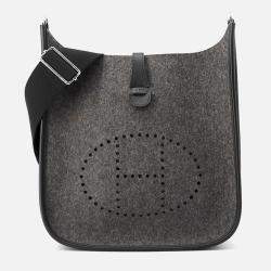 Pre Owned Hermes Evelyne3 Gray/Black Felt Leather PM