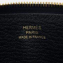 Pre Owned Hermes Chaine D'Ancre Zip Ango Coin Purse Black Evercolor