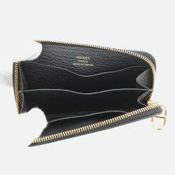 Pre Owned Hermes Chaine D'Ancre Zip Ango Coin Purse Black Evercolor