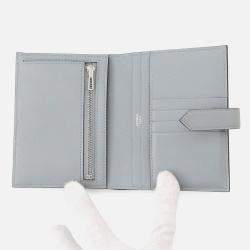 Pre Owned Hermes Bean Compact Green Pantan Veau Madame