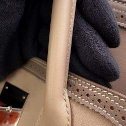 Pre Owned Hermes Birkin Ghillies Argile/Etoupe Swift Leather Size 30