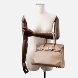 Pre Owned Hermes Birkin Ghillies Argile/Etoupe Swift Leather Size 30
