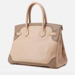 Pre Owned Hermes Birkin Ghillies Argile/Etoupe Swift Leather Size 30