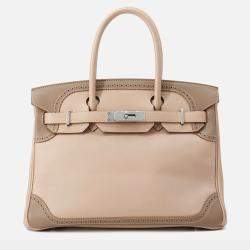 Pre Owned Hermes Birkin Ghillies Argile/Etoupe Swift Leather Size 30