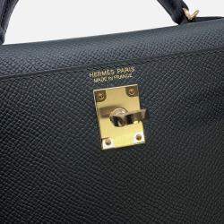 Pre Owned Hermes Mini Kelly 2 Tricolor Vert Mangrove/Black/Green Pantan Epsom