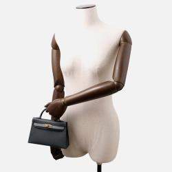 Pre Owned Hermes Mini Kelly 2 Tricolor Vert Mangrove/Black/Green Pantan Epsom