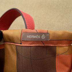 Pre Owned Hermes Petit H Tote Bag Natural/Rose Azalee Toile H Taurillon Clemence