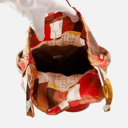 Pre Owned Hermes Petit H Tote Bag Natural/Rose Azalee Toile H Taurillon Clemence