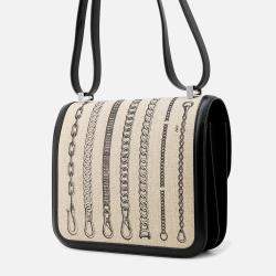 Pre Owned Hermes Constance 3 Deschenes Black Toile De Camp Swift Leather Size 24