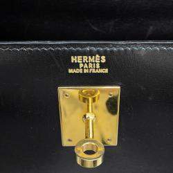 Pre Owned Hermes Kelly Black Box Calf Leather Size 32