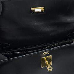 Pre Owned Hermes Kelly Black Box Calf Leather Size 32