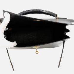 Pre Owned Hermes Kelly Black Box Calf Leather Size 32