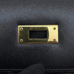 Pre Owned Hermes Kelly Black Box Calf Leather Size 32