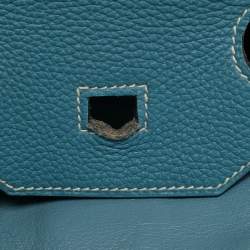 Pre Owned Hermes Bleu Jean Togo Leather Palladium Finish Birkin 35 Bag