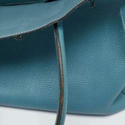 Pre Owned Hermes Bleu Jean Togo Leather Palladium Finish Birkin 35 Bag