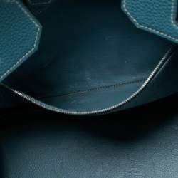 Pre Owned Hermes Bleu Jean Togo Leather Palladium Finish Birkin 35 Bag