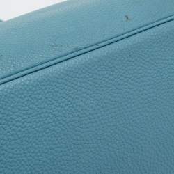 Pre Owned Hermes Bleu Jean Togo Leather Palladium Finish Birkin 35 Bag