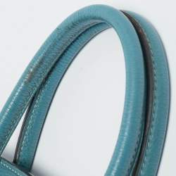 Pre Owned Hermes Bleu Jean Togo Leather Palladium Finish Birkin 35 Bag