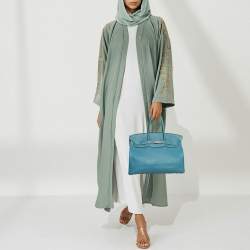 Pre Owned Hermes Bleu Jean Togo Leather Palladium Finish Birkin 35 Bag