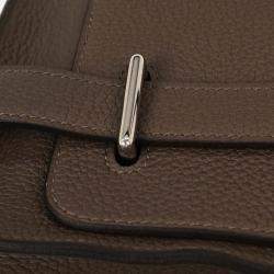 Pre Owned Hermes Taupe Taurillon Clemence Steve Caporal 27 Shoulder Bag