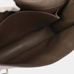 Pre Owned Hermes Taupe Taurillon Clemence Steve Caporal 27 Shoulder Bag
