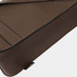 Pre Owned Hermes Taupe Taurillon Clemence Steve Caporal 27 Shoulder Bag