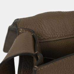 Pre Owned Hermes Taupe Taurillon Clemence Steve Caporal 27 Shoulder Bag