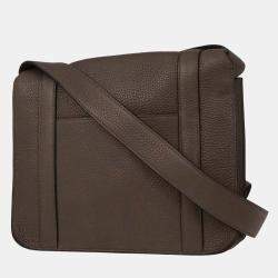 Pre Owned Hermes Taupe Taurillon Clemence Steve Caporal 27 Shoulder Bag