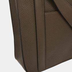 Pre Owned Hermes Taupe Taurillon Clemence Steve Caporal 27 Shoulder Bag