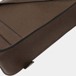 Pre Owned Hermes Taupe Taurillon Clemence Steve Caporal 27 Shoulder Bag