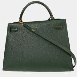 Pre Owned Hermes Kelly 32 Sellier Vert Ardennes Handbag